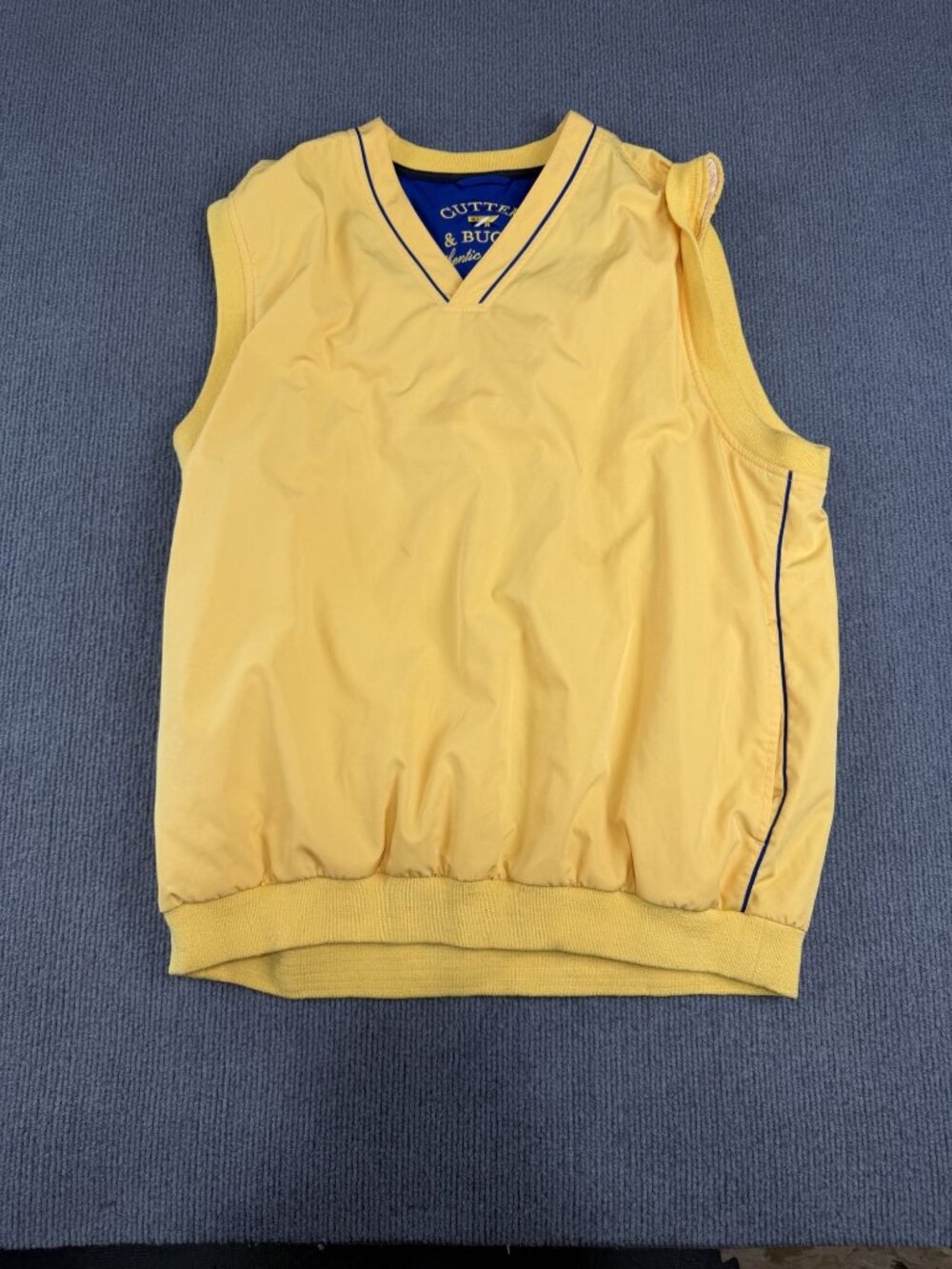 Cutter & Buck Yellow V-Neck Sleeveless Pullover Windbreaker Vest L
